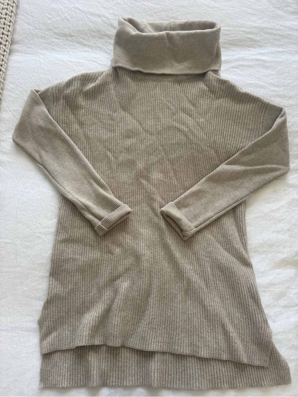 Cyrus Women's Taupe Ribbed Turtleneck Sweater Dress